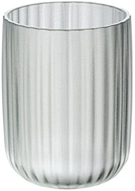 WENKO Zahnputzbecher Agropoli Transparent, Zahnbürstenhalter für Zahnbürste und Zahnpasta aus hochwertigem Kunststoff mit plastischer Formgebung und gefrosteter Oberfläche, Ø 7,5 x 10 cm