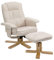 IDIMEX Fauteuil de Relaxation Charly avec Repose-Pieds Pouf, siège pivotant et Dossier inclinable, Assise rembourrée Confortable et Relax, revêtement en Tissu Beige