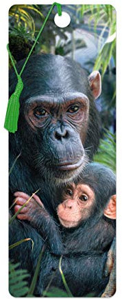 3D LiveLife Lesezeichen - Süße Kuscheln von Deluxebase. Ein Schimpansen-Lesezeichen mit linsenförmigen 3D-Kunstwerken, das vom bekannten Künstler David Penfound lizenziert wurde