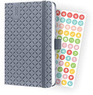 SIGEL J2120 Wochenkalender Jolie 2022 - ca. A6 - grau - Hardcover - 174 Seiten - mit fröhlichem Kalendarium, vielen Infos und praktischen Stickern - FSC-zertifiziert - Terminplaner