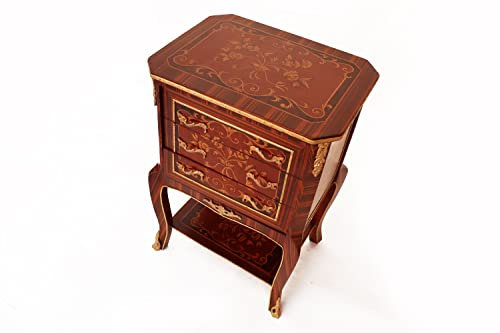 MACE- Barocke Louis XV - Kommode Barock Louis XV - Kommode - Nachttisch, Beistelltisch aus Buchenholz - Klassisches Möbel - Für Wohnzimmer, Schlafzimmer, Flur, Möbel für alle Räume, Braun, Breite 48cm