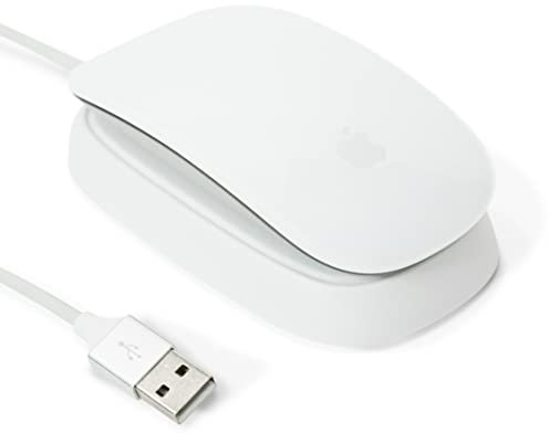 Ascrono - Estación de Carga para Apple Magic Mouse 2 - Blanco Magic Mouse 2 Accesorios | Utilizable como Base de Carga, Soporte y Cargador | Incluye Cable USB-A de 5 Pies (1,5 m)