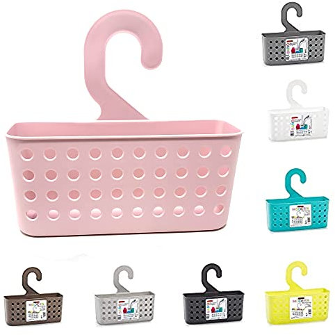Plastic Hanging Shower Caddy Basket Organizer | Wall-Mounted Bathroom Toiletry Holder for Washroom Storage | Durable Plastic Shower Basket (Pink)