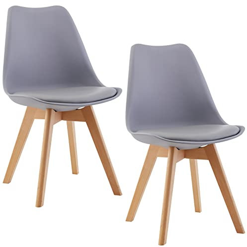 Deuline Esszimmerstühle Esszimmerstuhl 28mm stärke Massivholzbeine SGS geprüft Polsterstuhl Stühle Oslo 2er-Set GRAU 521245