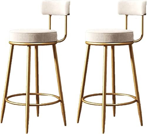 OKUOKA Barhocker 2er-Set Frühstückshocker, Moderner Goldener Tresenhocker, Essensstuhl für Küchentheke Barhocker Stühle Set (Color : Beige, Size : 65cm)
