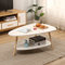 THINFAR Table Basse Ovale, Table de Canapé avec Pieds en Bois pour Salon/Chambre/Bureau/Café, 90 * 60 * 40cm (Blanc)