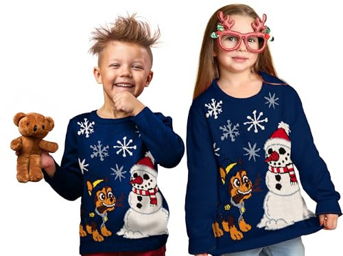 United Labels Paw Patrol Pullover Chase, Blau, 110 116, Weihnachtspullover für Kinder, Winter Strickpullover für Jungen und Mädchen