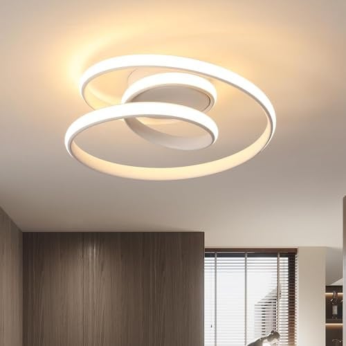 Comely 36W 4000LM Deckenleuchte Modern, Kreative Spirale Form Deckenlampe, 3000K Warmweiß Deckenleuchte aus Aluminium LED Lampe Weiß für Wohnzimmer Schlafzimmer Küche Flur