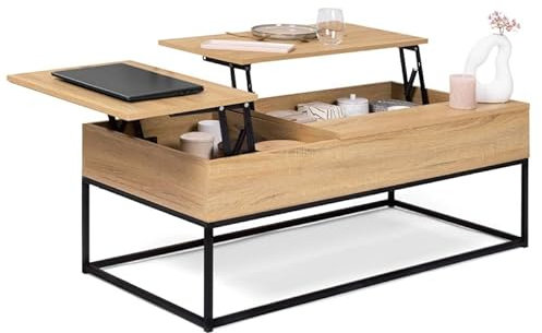 IDMarket - Table Basse 2 Plateaux relevables rectangulaire Detroit Design Industriel