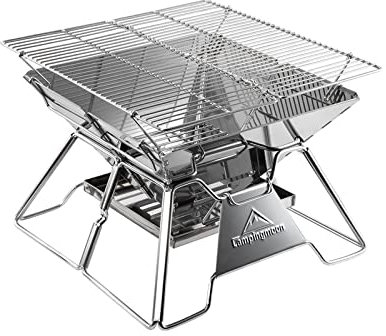 Campingmoon - Braciere portatile da campeggio, pieghevole, in acciaio inox, per campeggio all'aperto, viaggi, giardino, cucina, picnic, 3-4 persone