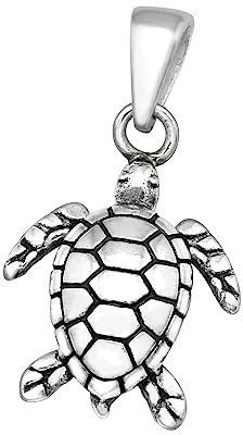 Laimons Pendentif pour femme en forme de tortue en argent sterling 925, 11 mm x 12 mm, Argent sterling