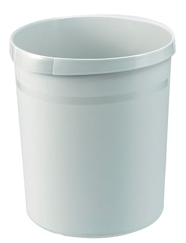 PROREGAL Klassischer runder Papierkorb aus Kunststoff | 18 Liter, HxØ 35x31,2cm | Grau
