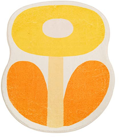 Badezimmerteppich Orange Gelb Weiß Badematte Flauschig Mikrofaser Badvorleger rutschfest Duschvorleger Schnelltrocknend Badteppich Waschbar Duschvorleger Verdicken Badematten Badmatte 40x60cm