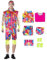 Ubaywey Hommes Femmes 80 's Costume Hippie Disco Hawaiian Beach Party Costume Vêtements de Sport Halloween Vintage Cosplay Costume (Pink, L)