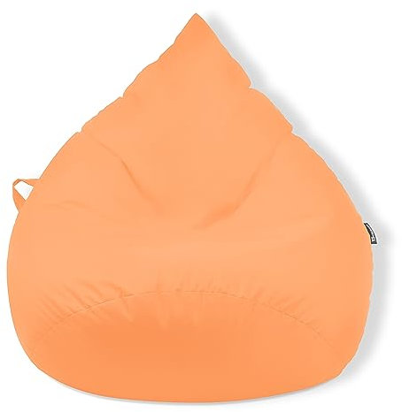 Droplet-Lounge Tropfenform Sitzsack mit Füllung | für Kinder Erwachsene | Indoor & Outdoor geeignet | Wasser-& Schmutzabweisend | Sitzkissen Bodenkissen Beanbag (XXL Durchmesser 80 cm, Orange)