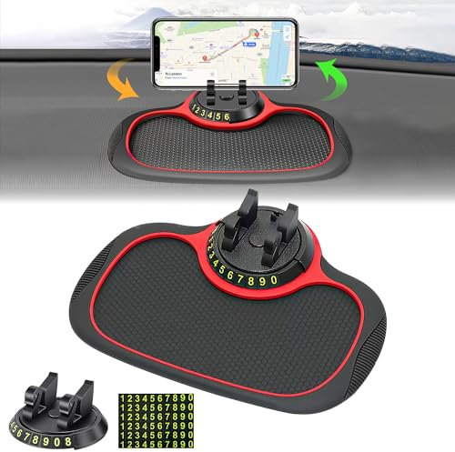 Rednow Support pour Appareil électronique Portable, Support de téléphone de Voiture avec Tapis en nid d'abeille, compatibilité Universelle, Rotatif, 1 PC