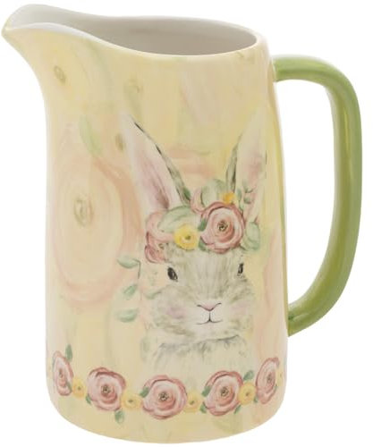 Boston International Trinkkrug Keramik Serviergeschirr Wasser & Kaltgetränkekrug 5,5 Tassen Bunny Flower Crown
