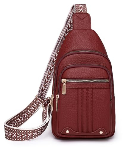 Myhozee Brusttasche Damen Sling Bag, Vegan Leder Crossbody Bag Klein Schultertaschen Crossover & Rucksack Vintage Umhängetasche für Outdoorsport,Wandern, Radfahren,Reisen