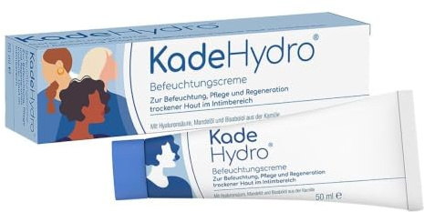 KadeHydro Befeuchtungscreme für trockene Haut im äußeren Intimbereich 50 ml | Bei Scheidentrockenheit, mit Hyaluronsäure, Mandelöl & Bisabolol, pflegt, schützt & regeneriert die Haut der Vulva, vegan