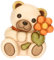 THUN, Teddy con Fiore in Ceramica Decorata a Mano, Versione Media, Linea Primavera da Vivere, 9.8 x 8.7 x 10.5 cm h