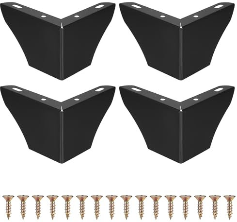 Qeapug 4 Stück Möbelfüße Schwarz, Metall Schrankfüsse, Sofa Füße, 75mm Möbelfüsse Schrankfüße für Möbelbeine Tischbeine, Metallfüße für Möbel, Schrank, TV-Schränke, Nachttisch, Sofa Beine Füße