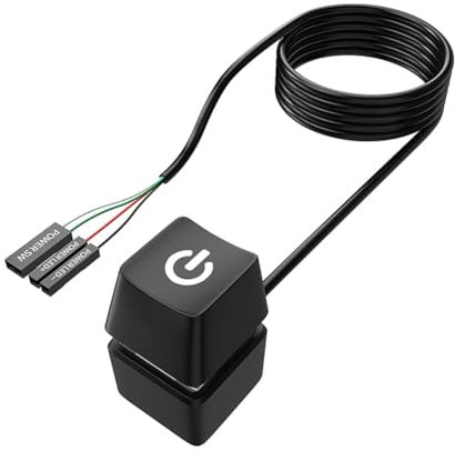 Computer Power Button Extension Cable, Length 2M/6.5ft, External Startup PC Power Switch Cord for Motherboard Booting (Green)