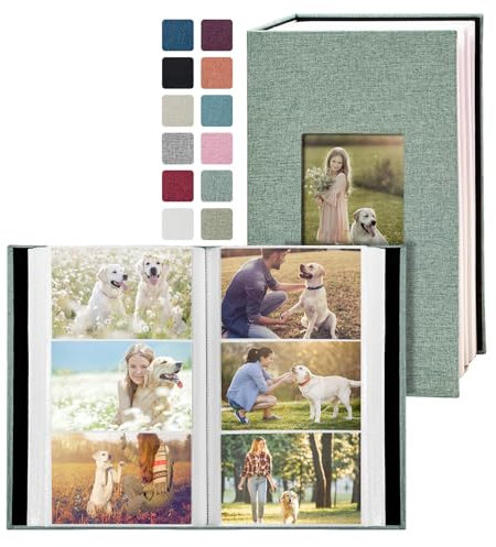 Fotoalbum 10,2 x 15,2 cm mit 420 Taschen, Einsteck-Bilderalben, Leineneinband, Erinnerungsbuch mit Frontfenster, schwarze Seite, vertikales Fotobuch für Hochzeit, Familie, Jahrestag, Baby, Urlaub