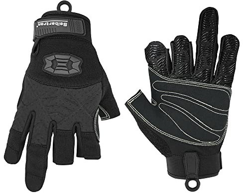 Seibertron Guantes de cuerda de escalada ligeros con 2 dedos para escaladores, escalada, rescate, aventura, vela, kayak, deportes al aire libre S