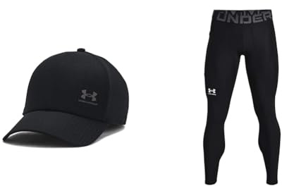 Under Armour Herren M Iso-chill ArmourVent ADJ Hat & Herren UA HG Armour Leggings, Lange Sportleggings; atmungsaktive enganliegende Laufhose