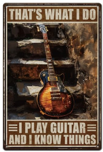 SUPERDANT Metallschild Retro Gitarren Blechschild Wanddekoration Retro Blechschild Zuhause Küche Wohnzimmer Vintage Schild Deko Terrasse Höhle Café Kneipen Restaurants Klassenzimmer Musikzimmer
