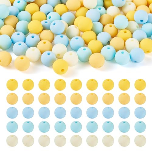 Bestewelry 191pcs 8mm acrylique perles rondes 5 couleurs acrylique perles rondes jaune bleu blanc plastique espaceur perles bricolage artisanat porte - clés collier bracelet fabrication de bijoux