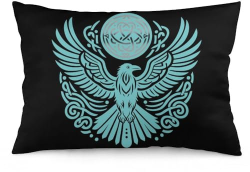Zhimahou Kissenbezüge, Wikinger-Runen, Rabe, Odin, nordisch, keltisch, Stuhlkissen, Sofakissen, Sitzkissen, Bett-Kissenbezug, 60 x 40 cm