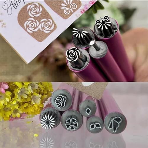 Nail Art Stamp Pen Set, 6pcs Nail Art Stamper Kit, Nail Art Pens Nail Stamper Kit for French Manicure Home DIY Nail Salon for Women