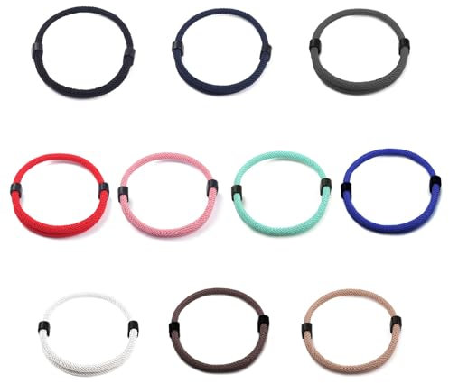 Yuiturt 10 Pcs Surfer Bracelets, Nautical Braided Mens Rope Cord Bracelet Paracord Bracelets Adjustable, Multi Colours Handmade Friend Navy Marine String Bracelet with Metal Knot for Men Women Teens