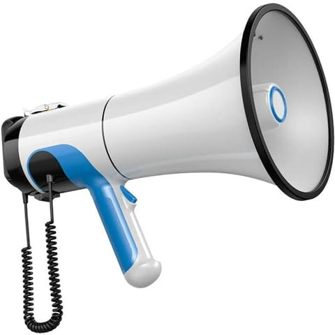 Bullhorn Mégaphone Haut-parleur 80 W, batterie rechargeable, alarme en un clic, portée de 2000 m, enregistrement de 1000 s – Portable pour publiciser Hawking