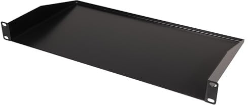 PULSE 19” 1U Rack Shelf, 250mm Depth, Heavy Duty 1.5mm Steel, Black Powder Coated, Slim Space-Saving Rackmount Storage for Servers, Audio Equipment, Electronics - RKSS-1U250