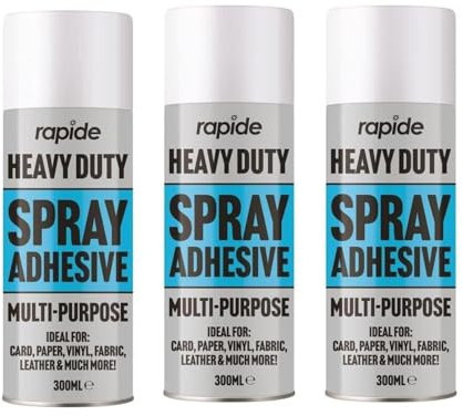 MIXEL Heavy Duty Glue Spray Adhesive, Non Cracking, Quick Drying, Easy To Use, Long-Lasting Bond, Ideal Use To Stick Card, Paper, Vinyl, Fabric, Leather, 300ml (3Pcs)