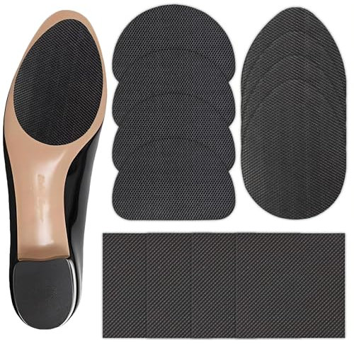 JAWUZ 6 Paia Adesivi Suola Antiscivolo Per Scarpe,Suola Scarpe Gomma,Gomma Per Suole Risuole Scarpe,Adesivi Per Usura Ridotta Della Suola,Per Tacchi Alti,Sandali,Stivali,Per Uomo e Donna,Nero