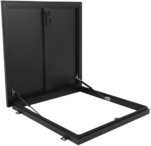 27.5 L X 27.5 W Aluminum Roof Access Hatch, Roof Security Door, Rooftop Hatch Cover Plate for Wellhead Lid, Cellar Cover (Black-27.5inch)