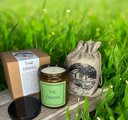 Freshly Cut Grass Luxury Hand Poured Candle | Eco Friendly | Vegan | 50+ Hour Burn Time | Soy Wax Premium Candle | Hand Crafted | Artisian | Small Batch | by Village Farm Candles