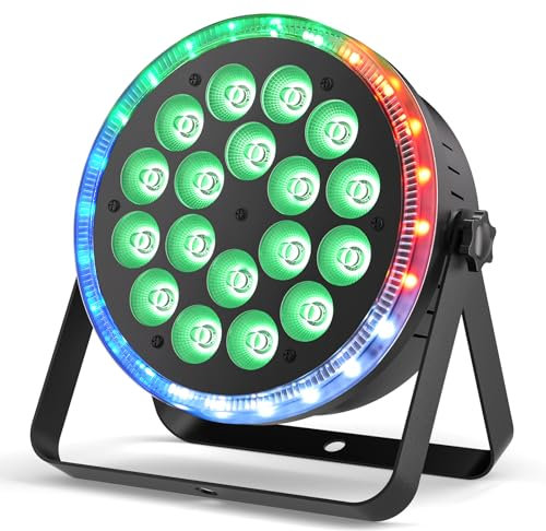 Glowingstage RGBW LED Par Strahler, 108W Bühnenlicht Discolicht Partylicht mit 24 LED Vollfarbeffekte und DMX512, Scheinwerfer für Disco DJ Halloween Weihnachten Outdoor