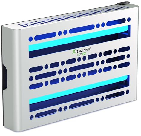 Xterminate LED Wall Mounted Sticky Fly Trap Killer Glueboard Unit Electric 7W, Stainless Steel, Glue Board Capturing Flies, Mosquitoes, Moths, Flying Insects, Restaurants, Kitchens, Schools, Cafes