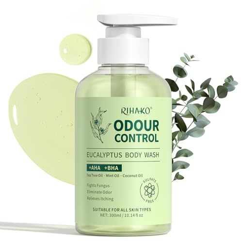 Eucalyptus Shower Gel, Tea Tree Shower Gel With Mint Oil & Salicylic Acid, Deodorize, Reduce Acne, Relieve Itch, Antifungal Body Wash, Moisturize, Exfoliate, Sulfate Free, Relaxing Soothing Body Wash