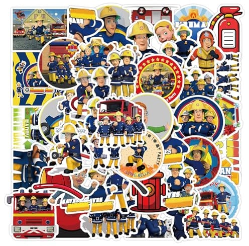 50 Feuerwehrrmann Saam Sticker, Freman Saam Aufkleber, Wasserfest Graffiti Stickers, für Laptop Skateboard Koffer Helm Auto Fahrrad Handy, Geschenk für Kinder Teenager Erwachsene