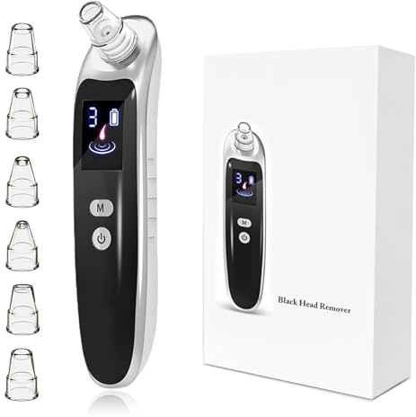 Blackhead Remover Vacuum, Electric Pore Cleaner with 6 Replaceable Suction Heads & 3 Adjustable Modes, Black Head Remover for Face, Deep Cleansing Facial Pore Vacuum for Women & Men, USB Rechargeable
