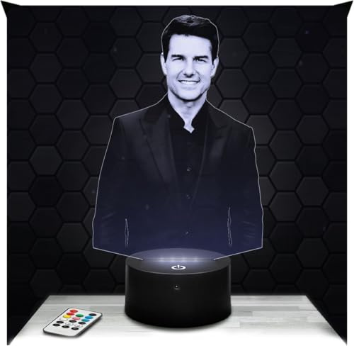 Lampephoto.fr - Lampe Tom Cruise Nachtlicht Schauspieler Filmproduzent | Made in France, Sockel & Größe wählbar, dimmbar, Batterie/USB, HD-Lasergravur, Geschenk für Sie & Ihn
