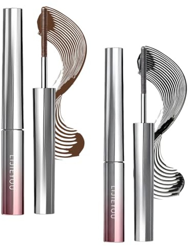2 Stück Iron Eye Mascara - Eyelash Pflegender Mascaras - 3D Curling Eyelash Iron, Natürlich, Wasserdicht Langanhaltend - Schwarz und Braun