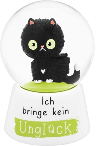 Sheepworld Traumkugel Motiv Schwarze Katze | Schneekugel zum Schütteln, Polyresin, Höhe 6,5 cm, Spruch am Sockel | Geschenk, Geburtstagsgeschenk, Katzenfreunde | 74844