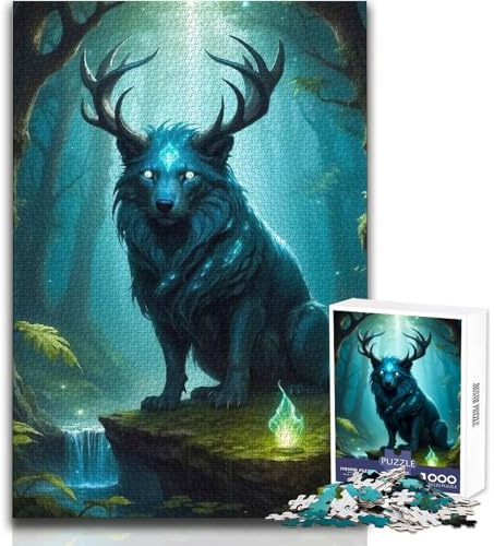 Lion Green Fire 1000-Teile-Puzzle für Teenager–Lernspaß mit Knobelspaß–Perfektes, durchdachtes Größe: 38x52cm