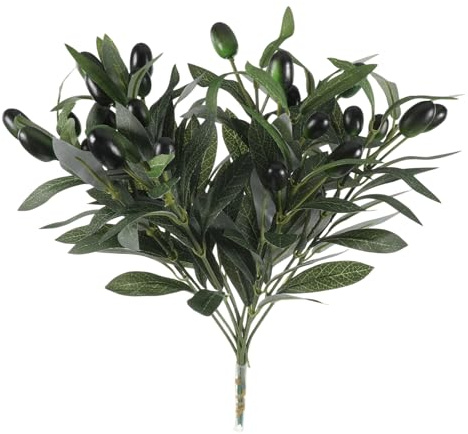 12 Stück Olivenzweige Künstliche Pflanzen 30cm Künstliche Zweige Grüner Olivenbaum Deko Wie Echt Fake Pflanzen Kunstzweige Deko Grüne Früchte Blätter Zweig für Home Decor Vasen Hochzeit Sträuße